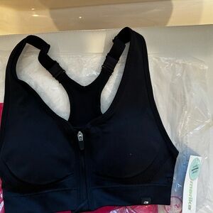 Marika Black Zip-Front Sports Bra Small NWT